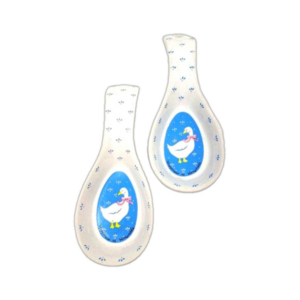 Set Of 2 Ceramic Vintage Spoon Rests Duck "Happiness Is Homemade" W. A. 1987